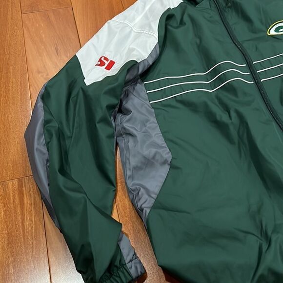 Green Bay Packers Mens Jacket Reebok NFL Football Zip-Up Windbreaker Size XL - Picture 6 of 9